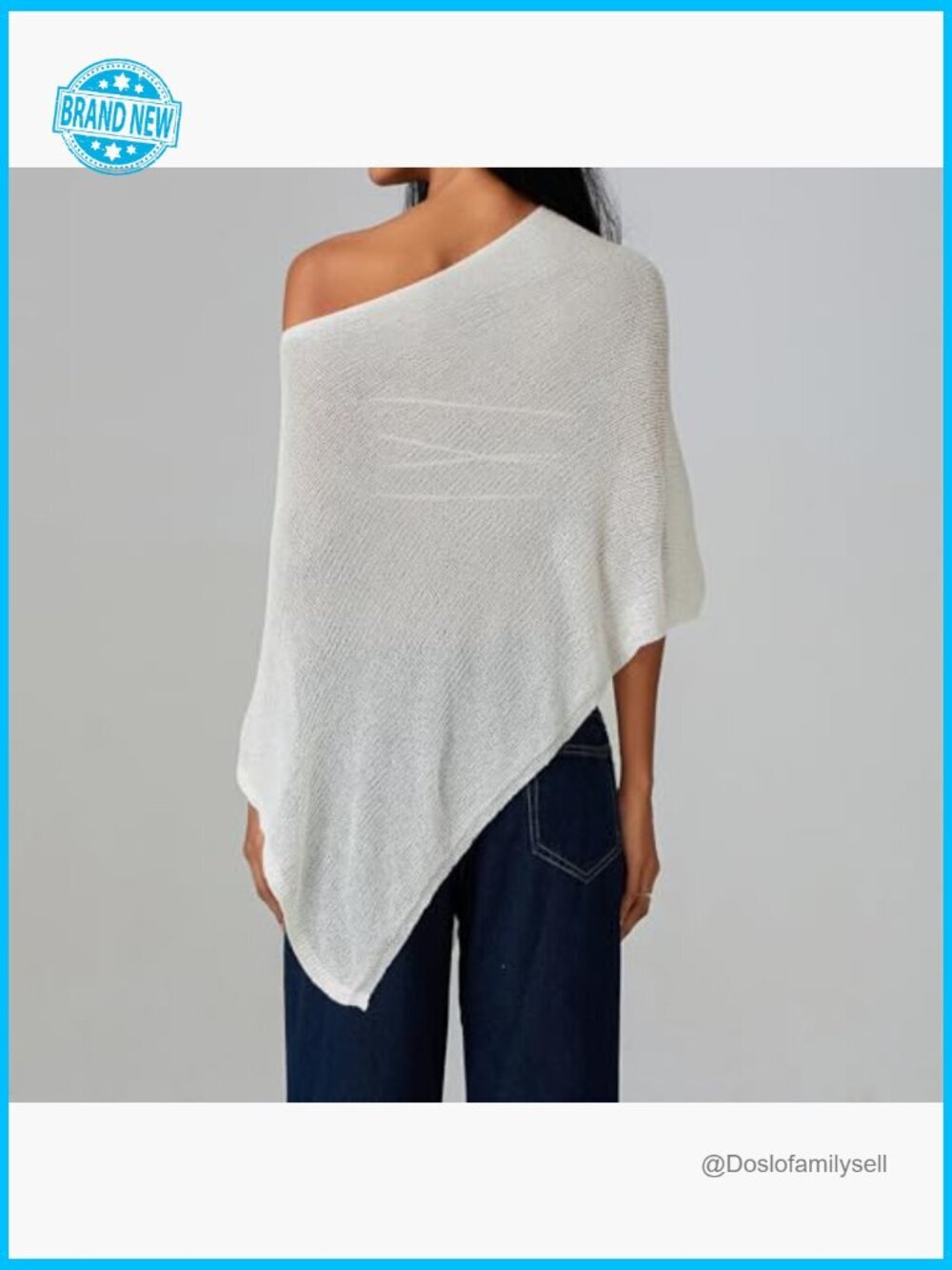 Sheer Crochet Poncho Top Y2K Knitted Summer Mesh Asymmetrical Cover Up - Picture 6 of 6